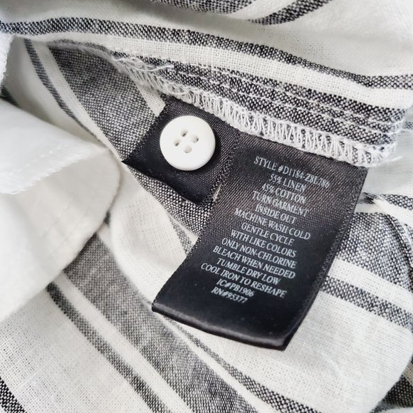 Sanctuary Staycation Twilight Hi-Low Vertical Stripe Pocket Linen Blend Dress, M - Picture 12 of 12